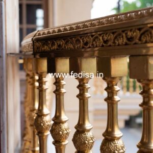 Designer Brass Stair Railing With Artistic Work Staircase Wall Interior Design