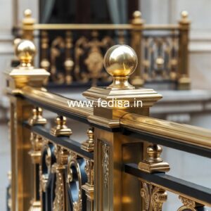 Designer Brass Staircase Handrail For Homes Steel Stairs Design Round