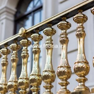 Luxury Brass Stair Railing Design For Villas House With Stairs In Living Room