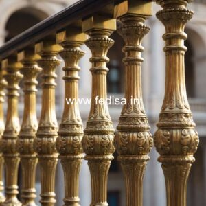 Antique Brass Railing Design With Royal Appeal Stairs Design For Showroom