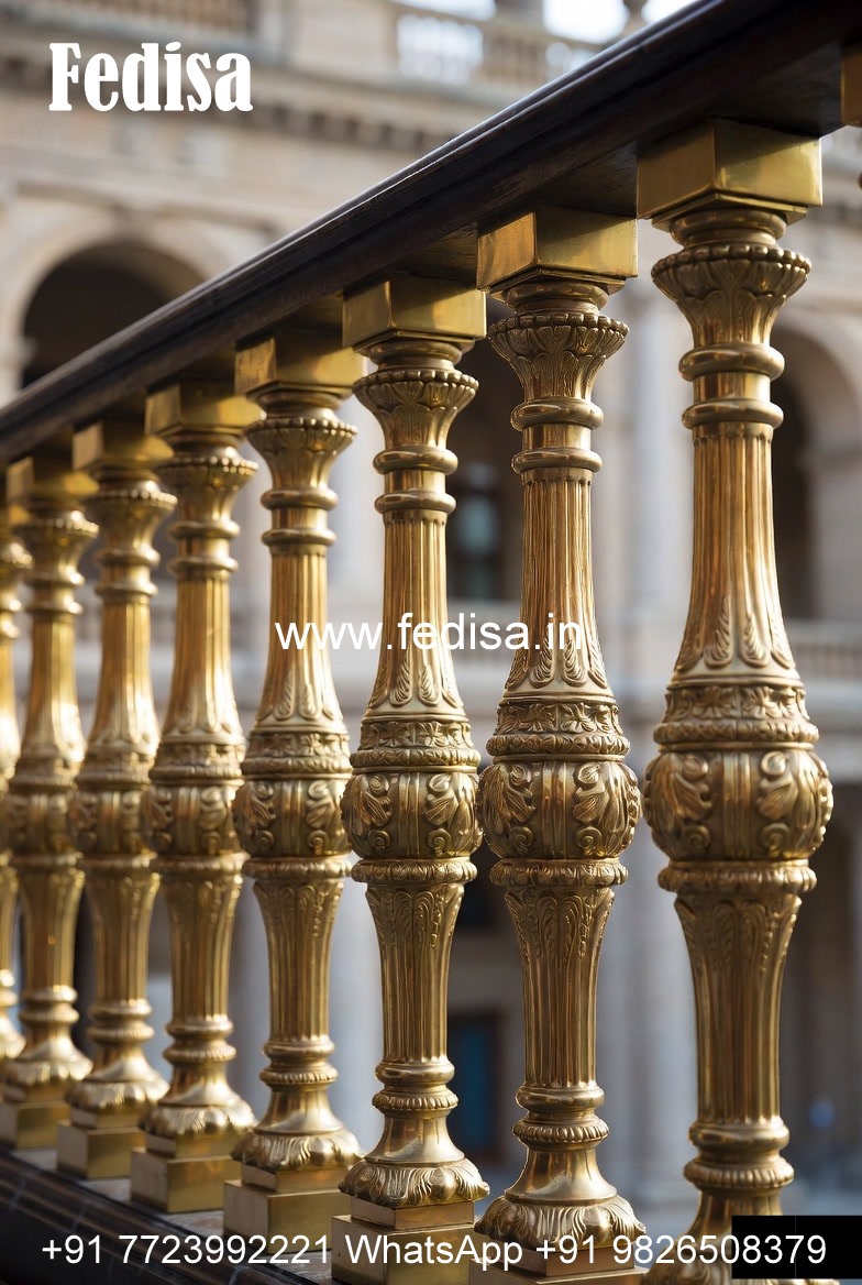 Antique Brass Railing Design With Royal Appeal Stairs Design For Showroom