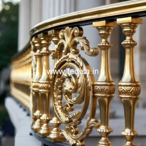 Brass Balcony Railing Design For Contemporary Interiors Staircase With Elevator Design