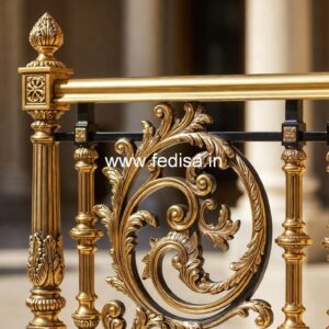 Stylish Brass Stair Railing With Artistic Touch Ceiling Design Stairs