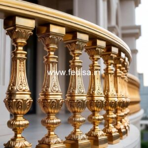 Elegant Brass Balcony Railing With Designer Style Safe Stairs Design