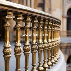 Decorative Brass Staircase Railing With Fine Finish Switchback Stair Design
