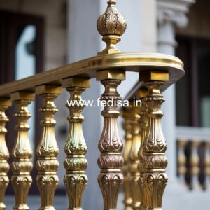 Decorative Brass Railing Design With Floral Patterns Duplex Steps Wall Design