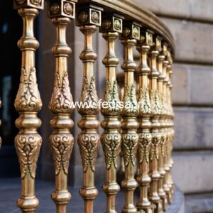 Brass Staircase Railing Design With Glass Panels Two Way Staircase Design