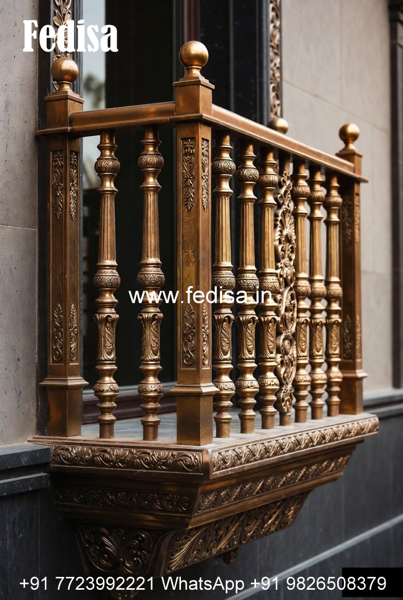 Elegant Brass Balcony Railing Design For Villas Stairs Design In Granite