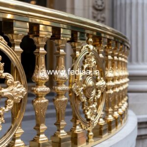 Modern Brass Balcony Railing With Sleek Finish Modern Grand Staircase Design