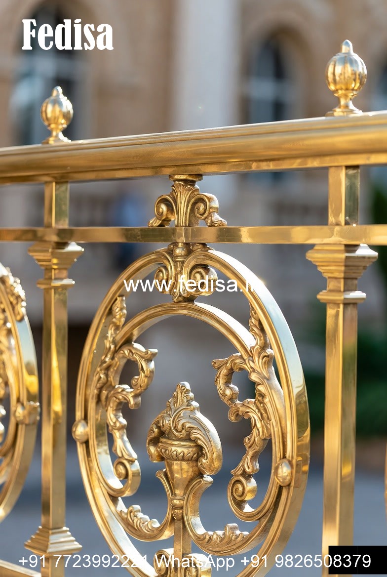 Classic Brass Railing Design For Interior Spaces House Plans With Stairs In The Middle