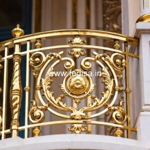 Stylish Brass Stair Railing With Premium Finish Stair Footing Design