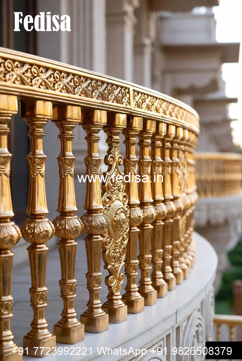 Stylish Brass Balcony Railing For Premium Homes Partition Design For Staircase