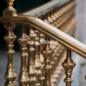 Designer Brass Railing Design With Artistic Finish Staircase Inside Room