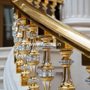 Designer Brass Stair Railing For Contemporary Spaces Home Front Railing Design