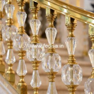 Modern Brass Staircase Railing With Glass Inserts Lohe Ki Railing Ki Design