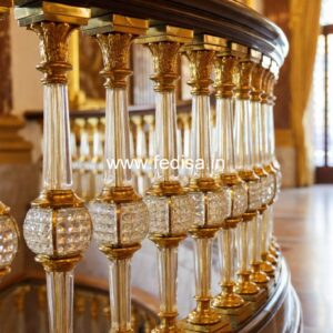 Premium Brass Balcony Railing With Artistic Work Wooden Railing Design For Balcony