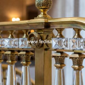 Luxury Brass Stair Railing Design For Villas Steel Grill Design For Balcony With Glass