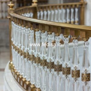 Stylish Brass Stair Railing With Artistic Touch Makan Ki Railing Ki Design