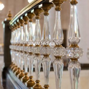 Decorative Brass Staircase Railing With Fine Finish Steel Railing With Glass Design For Balcony