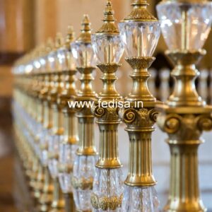 Elegant Brass Stair Railing With Classic Finish Terrace Grills Design Tubular