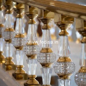 Elegant Brass Staircase Railing With Gold Finish