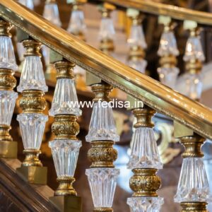 Stylish Brass Staircase Railing With Decorative Elements Railing Front Design