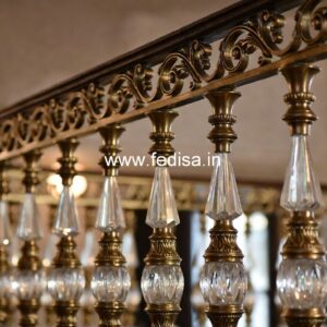 Premium Brass Balcony Railing With Artistic Work Outside Staircase Railing Design