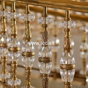 Brass Handrail Design With Luxury Appeal Steel Grill With Glass Design