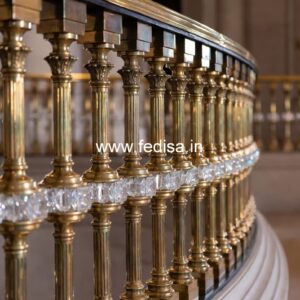 Modern Brass Staircase Railing For Stylish Homes Front Balcony Design With Glass