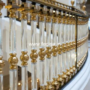 Designer Brass Staircase Railing For Villas Steel Railing Design Glass