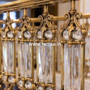 Elegant Brass Railing Design With Artistic Finish Steel Grill Glass Design