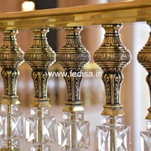 Designer Brass Stair Railing With Artistic Work Lohe Ki Railing Ke Design