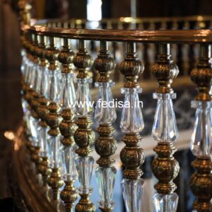 Designer Brass Staircase Handrail For Homes Fully Covered Balcony Grill Design