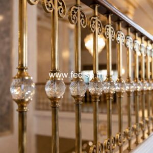 Premium Brass Staircase Railing With Fine Craftsmanship Railing Tiles Design