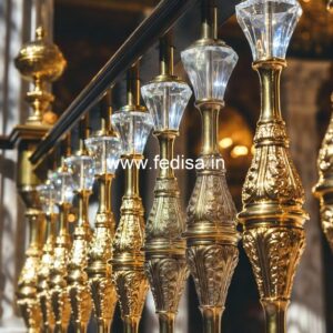 Antique Brass Staircase Railing With Classic Finish Modern Glass Railing Design