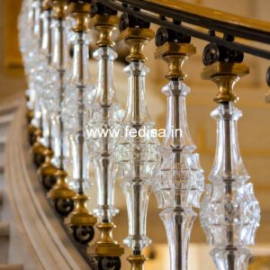 Elegant Brass Stair Railing With Classic Finish Front Railing Design With Glass