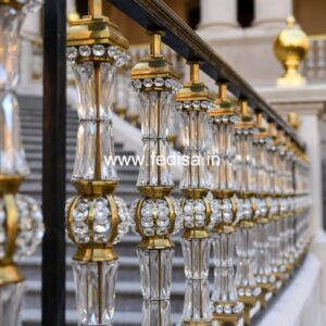 Elegant Brass Balcony Railing With Artistic Patterns Stair Hand Railing Design
