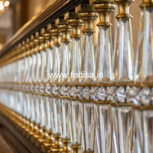 Modern Brass Staircase Railing With Glass Inserts Stainless Steel Railing Design For Staircase