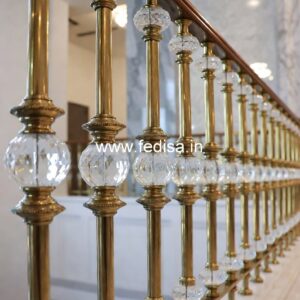 Elegant Brass Railing Design With Artistic Finish Front Home Railing Design
