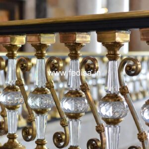 Designer Brass Stair Railing With Artistic Work Rod Railing Design