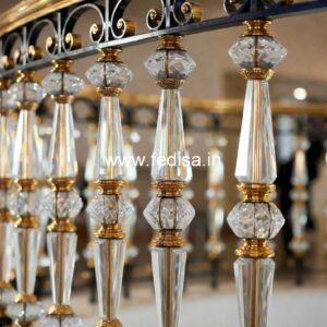 Decorative Brass Balcony Railing With Unique Design Baluster Wood Design