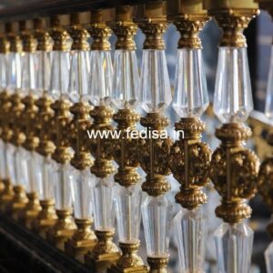 Elegant Brass Handrail For Luxury Staircases Steel Grill With Glass Design For Balcony