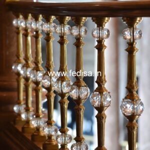 Premium Brass Stair Railing With Unique Design Wooden Balcony Railing Design