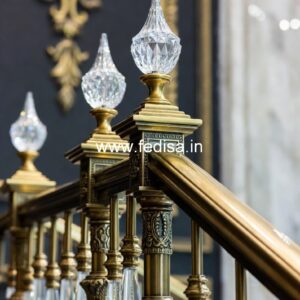 Decorative Brass Staircase Railing With Fine Finish Glass Railing Design For Home