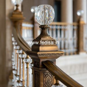 Stylish Brass Balcony Railing For Luxury Decor Glass Design For Steel Railing