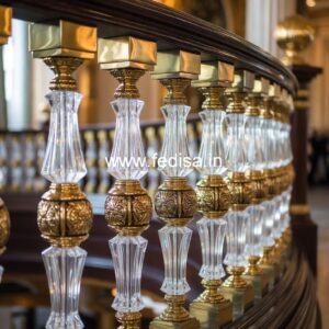 Elegant Brass Stair Railing With Classic Finish Boundary Steel Railing Design