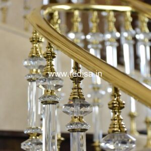 Decorative Brass Stair Railing For Villas Design Of Balcony Grill With Glass