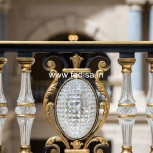 Elegant Brass Staircase Design With Decorative Finish Designer Railing Home