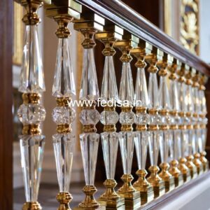 Brass Staircase Railing Design With Modern Appeal Brick Roof Railing Design