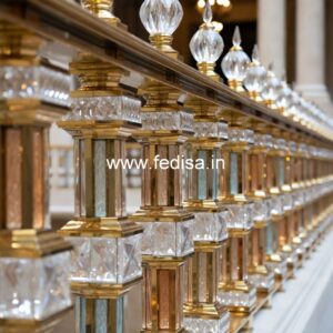 Designer Brass Staircase Railing For Villas Round Railing Design Iron